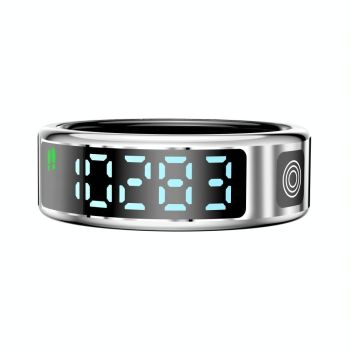 Smart Ring With Hand Gestures Control Health Monitoring & Sports Modes Size 12 - Silver