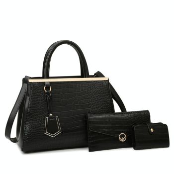 Patchwork Stone Pattern Handbag - Shoulder / Crossbody - Khaki