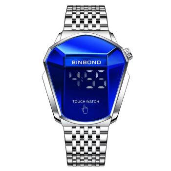 Black Steel Touch Screen Men Watch with Locomotive Concept - Full Gold Blue
