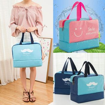 Travel Bag - Waterproof Oxford Cloth - Blue Smiley Face