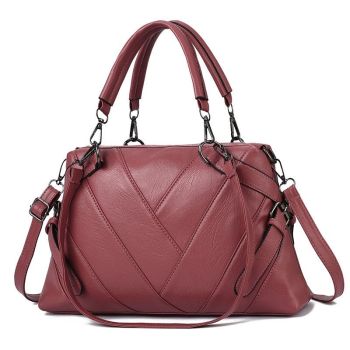 Soft Leather Geometric Handbag - Colourblock - Black