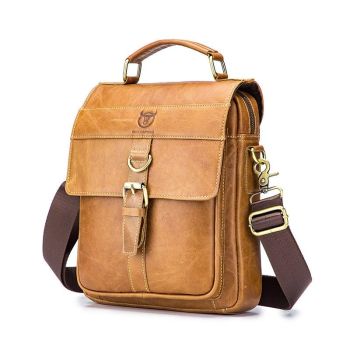 Retro Leather Men Shoulder Bag First Layer Cowhide - Obsmetrical Black