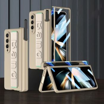 For Samsung Galaxy Z Fold4 5G Foldable Phone Case With Magnetic Hinge And Wrist Strap - Portable And Secure - Black