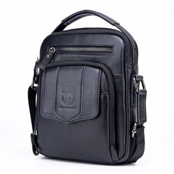 Retro Leather Shoulder Bag For Men Large Capacity - Yellow Brown