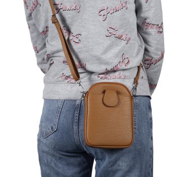 Litchi Texture Phone Crossbody Bag Leather Case For 5.5 Inch - 7.2 Inch Phones - Green