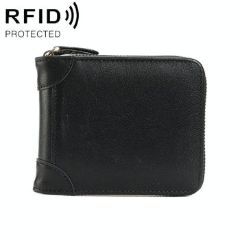 Rfid-protected Men Zip Wallet - Secure & Stylish - Brown
