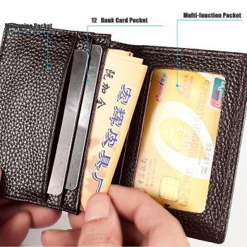 Men Leather Rfid Card Holder - Blocking Technology - Brown