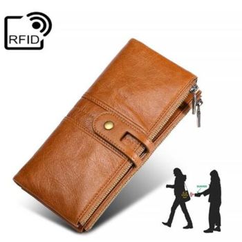 Secure Leather Wallet with Card Slots - Anti-theft - Brown