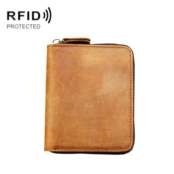 Leather Rfid Zip Wallet - Blocking Compact - Horizontal 3