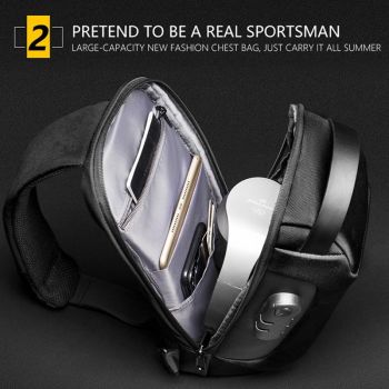 Canvas Anti Theft Chest Bag For Men Blue One Shoulder Design