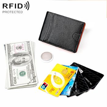 Leather Wallet with Rfid and Tracker Pocket for Men - Carbon Fiber Texture