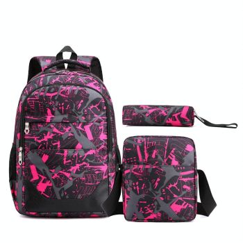 Student Backpack Set - 3 Pieces - Blue Camouflage