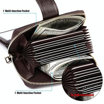 Men Anti-magnetic Leather Rfid Wallet - Black - Coffee