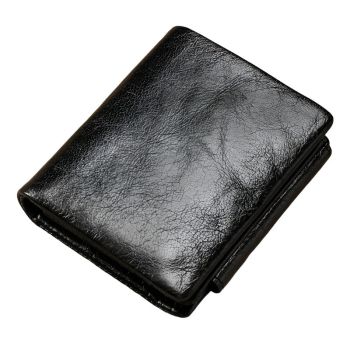 Multi-functional Oil Wax Leather Rfid Wallet - Coffee