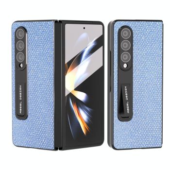 For Samsung Galaxy Z Fold4 5G Diamond Edge Case With Holder - Silver