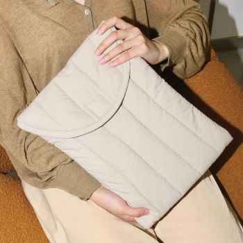 Lightweight Cotton Embroidery Inner Bag for Protection - Gray White - 15.6-16 Inch