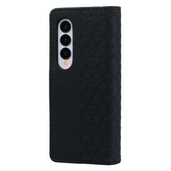 For Samsung Galaxy Z Fold4 5G Leather Phone Case With Diamond Buckle And Lanyard - Wine Red
