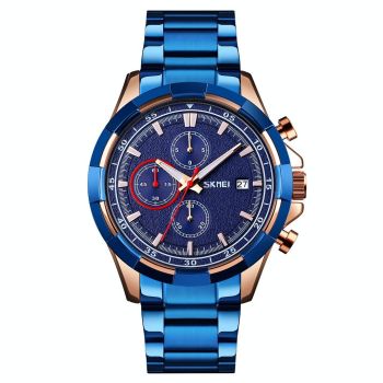 Men Stainless Steel Quartz Watch with Luminous Calendar and Timing - Silver Black