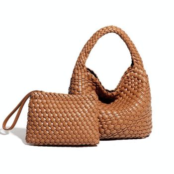 Apricot Hand Woven 2-in-1 Shoulder Bag - Milkshake White