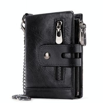 Men Rfid Leather Tri-fold Wallet - Secure & Stylish - Brown