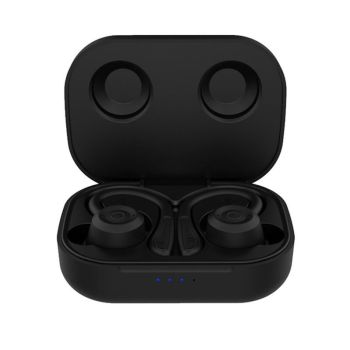 Waterproof T20 Tws Bluetooth Earphones with Charging Box and Noise-cancelling Hooks - Gray