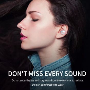 Ultra-light Wireless Earphone with Mic - Bluetooth 5.0 - Ear Clip - Stereo - Grey