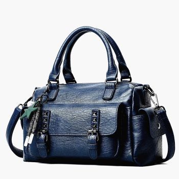 Large Capacity Crossbody Shoulder Bag in Pebbled Leather - Brown