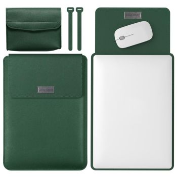 11 / 12 Inch Leather Computer Bag - Lightweight & Portable - 4 in 1 - Black