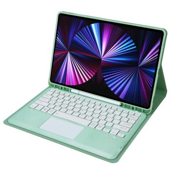 Detachable Bluetooth Keyboard Leather Case For Ipad Pro 12.9 2021 / 2020 / 2018 With Touch Pad - Mint Green