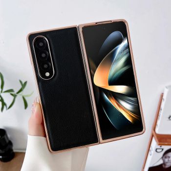 For Samsung Galaxy Z Fold4 5G Skyline Series Nano Electroplating Pu Case - Sky Blue