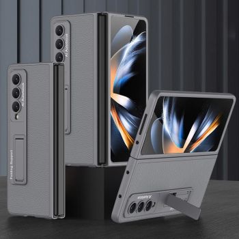For Samsung Galaxy Z Fold4 5G Leather Case With Stand - Ultra Thin - Gold