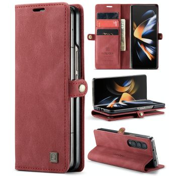 For Samsung Galaxy Z Fold4 5G Vintage Rfid Leather Phone Case - Black
