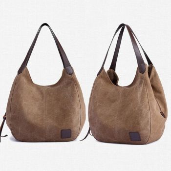 Retro Art Lady Shoulder Bag - Simple & Chic Beige - Gray