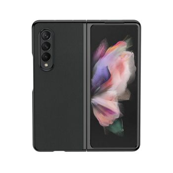 For Samsung Galaxy Z Fold4 5G Leather Folding Phone Case - Electroplated Finish - Rose Gold