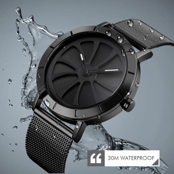 Stylish Skeleton Dial Waterproof Men Watch with Mesh Strap - White