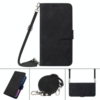 For Samsung Galaxy z Fold4 5G Embossed Leather Flip Crossbody Phone Case - 3d Design - Black