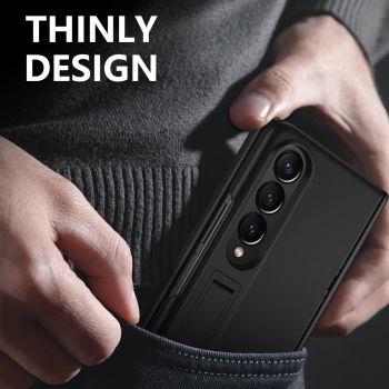 For Samsung Galaxy Z Fold4 5G Shockproof Case With Holder - All-Inclusive - Black