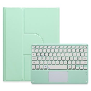 360 Degree Rotatable Bluetooth Keyboard Leather Case With Touchpad - Square Button - Dark Green - For Ipad 10Th Gen 10.9 2022
