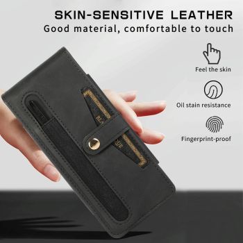 For Samsung Galaxy Z Fold4 5G Shockproof Foldable Leather Case With Stylus - Brown