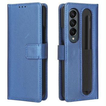 For Samsung Galaxy Z Fold4 5G Textured Leather Phone Case - Brown