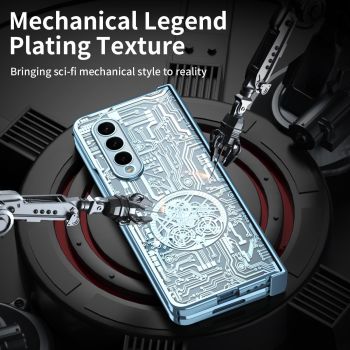 For Samsung Galaxy Z Fold4 5G Foldable Electroplated Phone Case - Mechanical Legend 4. - Black