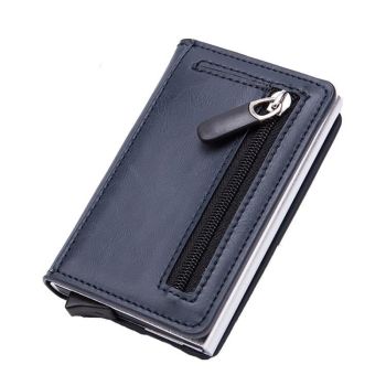 Stainless Steel Rfid Credit Card Holder - Compact Design - Wood Grain Apricot