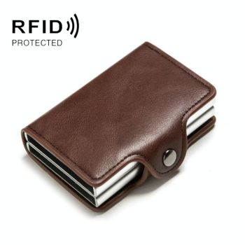 Automatic Pop Up Rfid Metal Card Holder - Brown