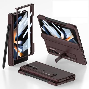 For Samsung Galaxy Z Fold4 5G Foldable Phone Case With Magnetic Closure And Pen Slot - Compact And Convenient - Silver