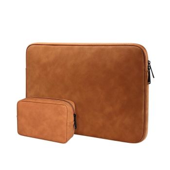 Lightweight Waterproof Lambskin Laptop Sleeve - 13.3 Inches - Gray With Bag