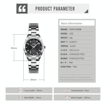 Waterproof Quartz Women Watch with Rhinestone Steel Strap - Delicate and Creative - White