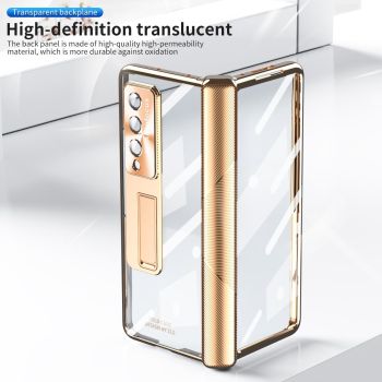 For Samsung Galaxy Z Fold4 5G Magnetic Phone Case With Holder - Plating Finish - Blue