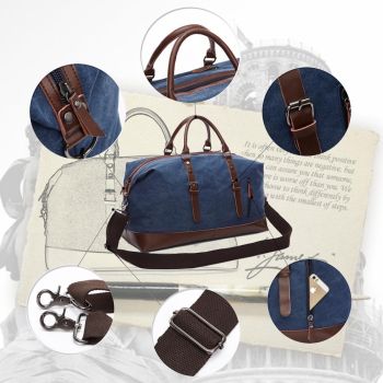 Men Leather Duffel Bag for Carry-on Travel - Gray