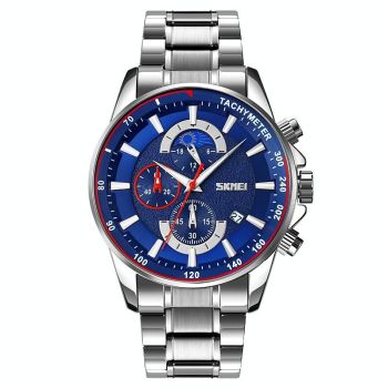 Stainless Steel Men Moonphase Watch with Date - Black