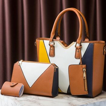 Versatile 4-in-1 Ladies Handbag with Large Capacity - Brown